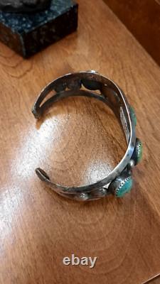 Bracelet en argent sterling turquoise amérindien ancien, bracelet manchette des années 1900 ANCIEN