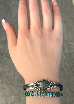 Bracelet en argent sterling turquoise vintage ancien natif américain Navajo