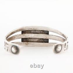 Bracelet manchette Early Old Pawn en argent sterling avec Turquoise Bump Ups et motif Whirling Log, taille 6.5