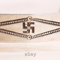 Bracelet manchette en argent sterling Fred Harvey Stamp Work Whirling Log 7' de première qualité