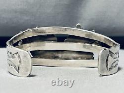 Bracelet manchette en argent sterling incrusté de turquoise Zuni ancienne