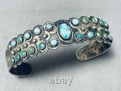 Bracelet vintage en argent sterling et turquoise Cerrillos des Navajos du début des années 1900