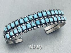 Bracelet vintage en argent sterling et turquoise Zuni des années 1930