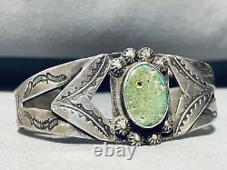 Bracelet vintage en argent sterling et turquoise de Cerrillos des années 1900