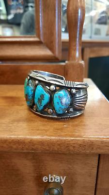 Bracelet vintage en turquoise amérindienne magnifique ancien bracelet en vieux pawn