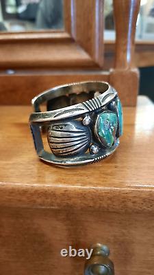 Bracelet vintage en turquoise amérindienne magnifique ancien bracelet en vieux pawn