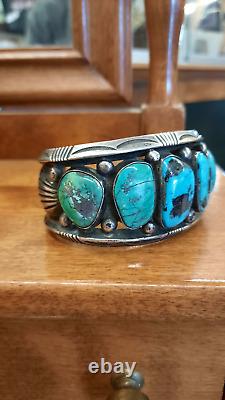 Bracelet vintage en turquoise amérindienne magnifique ancien bracelet en vieux pawn
