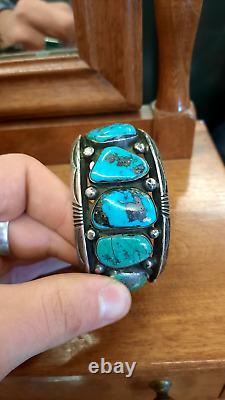 Bracelet vintage en turquoise amérindienne magnifique ancien bracelet en vieux pawn