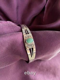 Bracelet vintage en turquoise et argent sterling de Fred Harvey, début des années 1900.