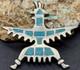 Broche épingle Zuni Attr Juan De Dios Sterling Inlay Turquoise Knifewing Des Années 1900