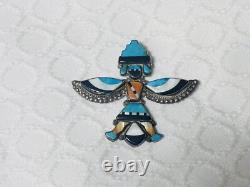 Broche épingle en sterling Knifewing de Zuni Bowman Paywa vintage précoce amérindien