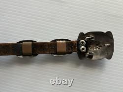 CEINTURE CONCHO NAVAJO DE DEUXIÈME PHASE Début des années 1900. 46 Cuir BRONZE SOUDÉ