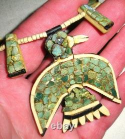 COLLIER EN FLEUR DE COURGE THUNDERBIRD TURQUOISE DE SANTO DOMINGO ANCIEN vafo