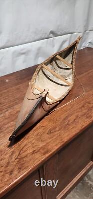 Canoë collectable en écorce de bouleau amérindien antique fait main 36 début des années 1900