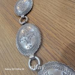 Ceinture concho en argent estampillé vintage des premiers Amérindiens 31