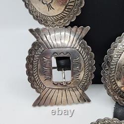 Ceinture concho vintage navajo en argent ou meilleur, ancienne pièce importante.