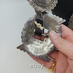 Ceinture concho vintage navajo en argent ou meilleur, ancienne pièce importante.