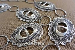 Ceinture en concho Navajo TOMMY SINGER signée tôt avec boucle en argent sterling Thomas