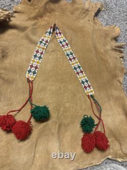 Ceinture/pourpre antique des plaines/prairies. Tissée à la main en état incroyable. Début des années 1900.