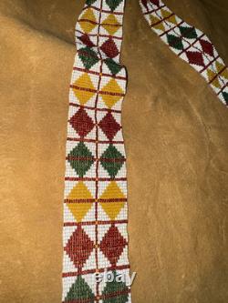 Ceinture/pourpre antique des plaines/prairies. Tissée à la main en état incroyable. Début des années 1900.