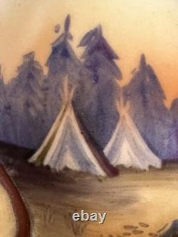 Cendrier figuratif amérindien en Nippon peint à la main ancien, rare