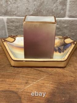 Cendrier figuratif amérindien en Nippon peint à la main ancien, rare