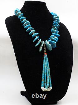 Collier Jacla en perles de Heishi en turquoise très ancienne de 290 grammes XL