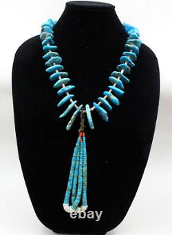 Collier Jacla en perles de Heishi en turquoise très ancienne de 290 grammes XL