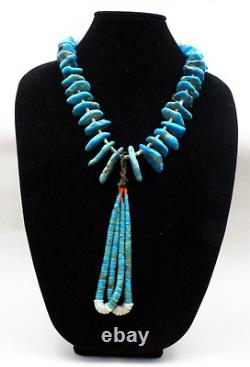 Collier Jacla en perles de Heishi en turquoise très ancienne de 290 grammes XL