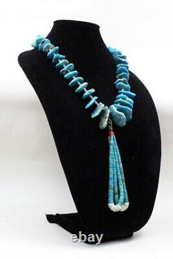 Collier Jacla en perles de Heishi en turquoise très ancienne de 290 grammes XL