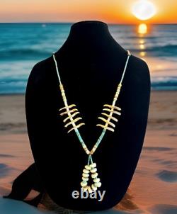 Collier Jacla en turquoise Heishi, fétiche oiseau de Santo Domingo, sculpté à la main, 32.