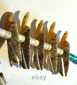 Collier Jacla en turquoise Heishi, fétiche oiseau de Santo Domingo, sculpté à la main, 32.