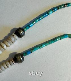 Collier Jacla en turquoise Heishi, fétiche oiseau de Santo Domingo, sculpté à la main, 32.