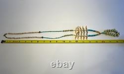 Collier Jacla en turquoise Heishi, fétiche oiseau de Santo Domingo, sculpté à la main, 32.