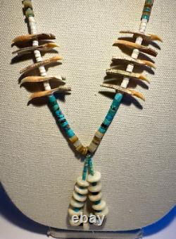 Collier Jacla en turquoise Heishi, fétiche oiseau de Santo Domingo, sculpté à la main, 32.