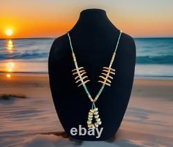 Collier Jacla en turquoise Heishi, fétiche oiseau de Santo Domingo, sculpté à la main, 32.