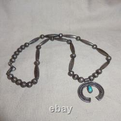 Collier Naja Navajo Vintage Précoces en Turquoise et Argent Sterling 18
