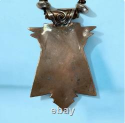 Collier Pendentif Navajo en Argent 925 avec Perles du Désert et Corail Fossilisé, Outils à Main Précoces