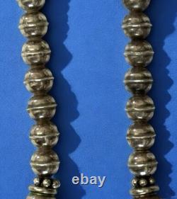 Collier Pendentif Navajo en Argent 925 avec Perles du Désert et Corail Fossilisé, Outils à Main Précoces