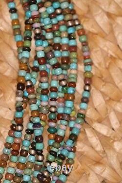 Collier de 10 brins de turquoise et autres pierres, long de 20 pouces