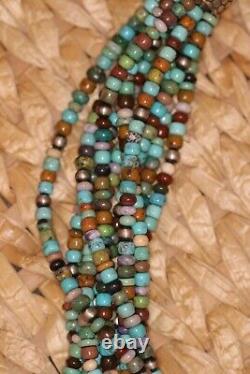 Collier de 10 brins de turquoise et autres pierres, long de 20 pouces