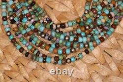 Collier de 10 brins de turquoise et autres pierres, long de 20 pouces