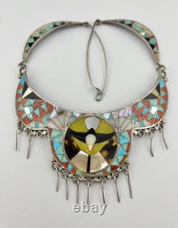 Collier de cou en argent sterling avec aigle Matilda Banteah Zuni RARE Valentino précoce