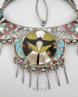 Collier de cou en argent sterling avec aigle Matilda Banteah Zuni RARE Valentino précoce