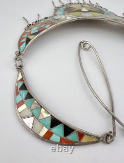 Collier de cou en argent sterling avec aigle Matilda Banteah Zuni RARE Valentino précoce