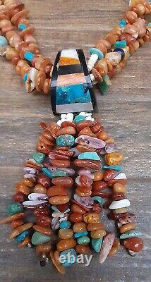Collier de la famille DELBERT CRESPIN Santo Domingo Multi pierres + Turquoise RARE Grand
