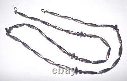 Collier de perles de torpille / soucoupe NAVAJO en argent sterling 925 fabriqué sur mesure de collection Early OLD PAWN