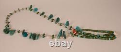 Collier de tab en turquoise navajo ancien Jaclas vers 1930-1950 25 + 5.5
