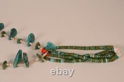 Collier de tab en turquoise navajo ancien Jaclas vers 1930-1950 25 + 5.5