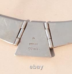 Collier en argent sterling Teme Navajo avec onyx incrusté signé par un Amérindien